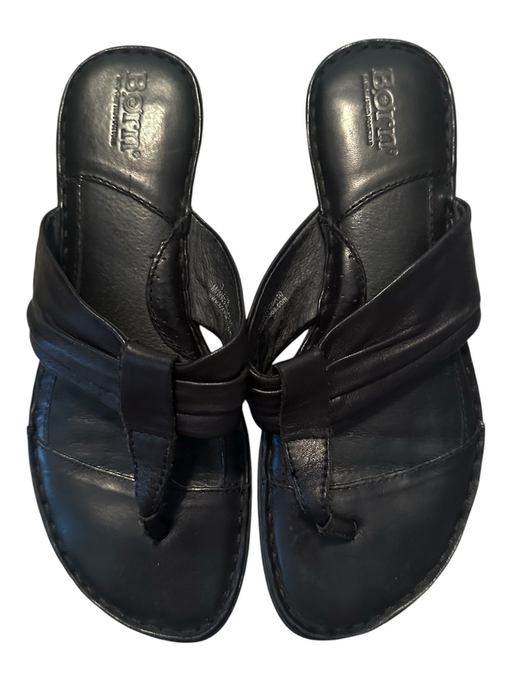 BÖRN Black Leather-Style Toe-Post Sandals US 7 / EU 38